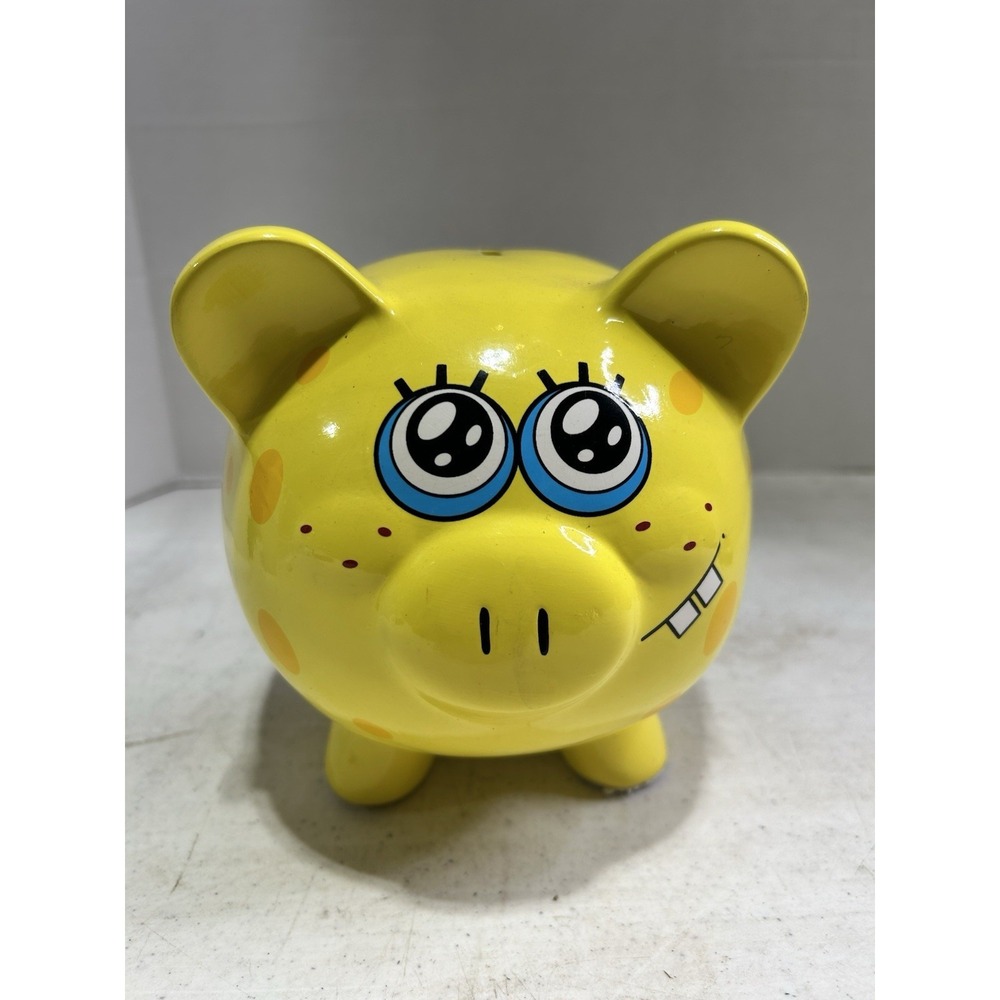 SpongeBob‎ SquarePants Ceramic Piggy Bank 2013 Viacom Fab Starpoint Yellow Pig